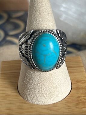 & Other Stories Silver-Tone Ring with Turquoise Oval Stone